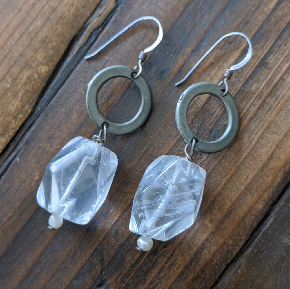 Rose Quartz Crystal Dangle Earrings